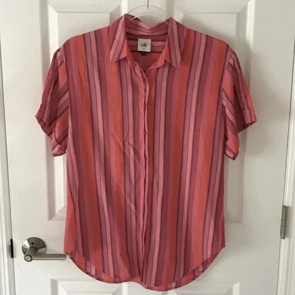 Cabi Striped button front blouse size XS